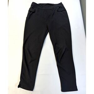 I Believe Scuba Knit Dress Pants Womens S/M Black Stretch Pull On Straight Leg
